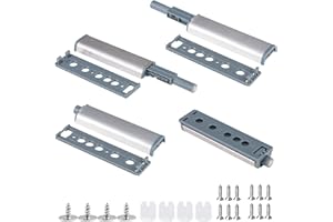 Push to Open Door Catches, Lucywey 4pcs Magnetic Push Latches Push to Open Door Catches for Cupboard Touch Open Door Latch for Kitchen Closet Door, Silver