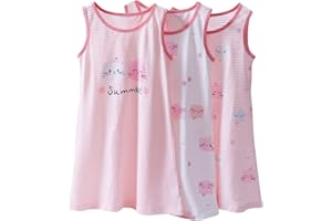 Amur Leopard Camisone Niñas Vestido de Noche de Algodón Transpirables Camisón Niños para Verano