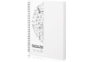 WSICSE Marker Papier, 19.3 x 25.4cm Skizzenblock 200g/m² Skizzenbuch Blanko Malblock Kinder Zeichenblock Spiralgebundenes Papier zum Skizzieren Illustrieren Malen (30 Blatt/60 Seiten)