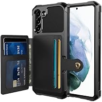 Dockem Galaxy S21 FE Brieftaschenhülle – Mit Versteckter Metallplatte Für Magnetmontage, 2 Kartenfächer, Kunstleder (Schwarz-Grau, 6,4 Zoll)