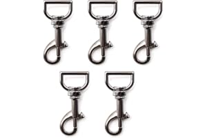 LERANXIN 5 Pièces Mousqueton Pivotant, Boucle en Métal Noir, Crochets Mousquetons Pivotants en Métal de Haute Qualité, Adaptés pour Grimper, Promener le Chien, Suspendre les Clés