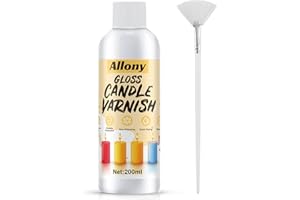 Allony Kerzenlack, Klarlack für Kerzen, Klarlack Glänzend, Kerzenlack für Wasserschiebefolie, Wasserfest Klarlack, High Gloss Paint for Candles, Einfach Aufzutragen, Trocknet Schnell, 200ml