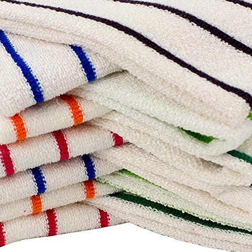 RESPEKT Mikrofaser – Tücher PLUS, 12tlg – Set in 6 Farben Das Original aus dem TV!!! weiß/gestreift - 4