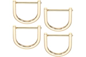PATIKIL 1" D-Rings Screw in Shackle, 4 Pcs Horseshoe U Shape D Ring Zinc Alloy Semicircle Buckles Replacement for Purse Keychain Collar Accessories Craft, Light Gold