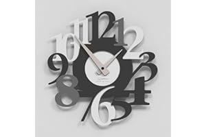 Giallobus - Orologio Bilay - Carved - Legno Mdf - Premium 45x45cm - 08 - Ash - Artigianale Made in Italy - Silenzioso - Idea regalo - Moderni doppio livello