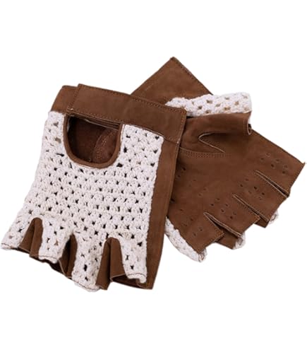 Guanti Da Guida Mezze Dita In Pelle E Rete - Stile Vintage Café Racer, Taglia 3XL - Foto 11