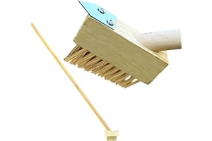 LS DECOR LS Wire Bristle Weed Brush 120cm Long Handle Moss & Grout Remover Tool for Patio Paving Decking & Driveway Heavy-Duty Steel Wire Broom for Block Joint & Gap Cleaning (pack of 1)