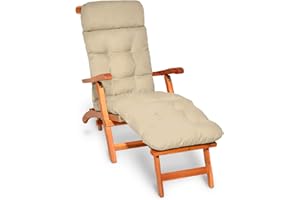 Poduszka na leżak Beautissu Flair DC 200 x 50 x 8 cm poduszka na ogrodowy fotel rozkładany w kolorze naturalnym