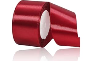 ASALZBOAY Geschenkband Burgunder 50 mm Breit,23 Meter Satinbänder Weinrot Stoff Schleifenband Kunsthandwerk,Hochzeitsdekoration, Weihnachten, Haarbögen, Blumensträuße, Geburtstag und Geschenkverpackung