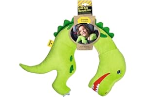 ‎MOSES moses. Dino Nackenkissen Tyrannosaurus-Rex │Kuscheltier Nackenhörnchen für Kinder | Ideal für lange Reisen, 1 Stück (1er Pack), Grün