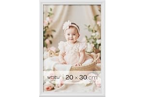 Woltu Picture Frame Artos Style Wood Frame, Photo Gallery Glass Panel, White, 20x30