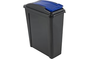 M1SS 25L, 50L Litre Plastic Indoor, Outdoor Recycle Recycling Waste Bin, Slimline Bin with Lid for in the Home/Kitchen - Made in UK (Blue, 25L)