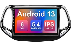 10.1-inch Android 13 Double Din Car Stereo for Jeep Compass 2 MP 2017-2019 IPS Touchscreen Screen Car Radio with Carplay & Android Auto Support Backup Camera GPS FM Navi BT SWC