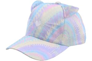 COPBOPWN Baseballmütze für Mädchen, Bunte Katze Sommermütze Verstellbarer Kopfumfang Mützen Pferdeschwanzmütze Verstellbare Snapback Cap Kinder Sommermütze für Schule Outdoor Sport