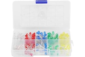 WALFRONT 200 Sztuk 3mm 5mm Mini 5 Kolorów żarówki żarówki LED Różne Czerwony żółty Biały Zielony Niebieski Okrągły 2 Pin Rozproszone Diody LED Zestaw Diod Elektroluminescencyjnych z Oznakowanym Plastikowym Pud