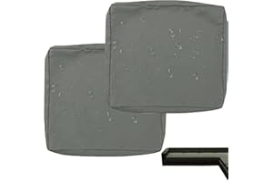 VEAI Waterproof cushion cover with zipper for outdoor and indoor, Sofa Seat Cushion Cover for chairs, sofas, and rattan furniture in patios and gardens(Grey,60x55x10cm(2pc))