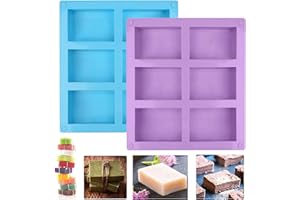 ‎DONQL DONQL 2Stück SIlikonform Seifenform Silikonform Rechteckig 6-Teilig Hand Made Seifenform für DIY Hausgemachte Handwerk (Lila+Blau)