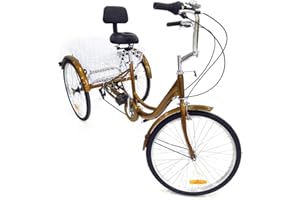 SHZICMY 24 pollici 6 marce triciclo per adulti – Rickshaw Bike 3 ruote bicicletta triciclo per adulti triciclo da 24 pollici con cestino da 3 ruote bicicletta per adulti adulti