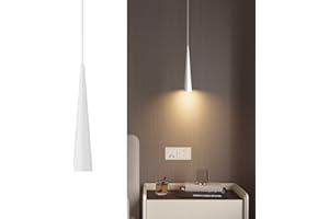 K-Bright Lampada a Sospensione ristorante, 5W Lampadina Gu10, Regolabile In Altezza lampada a sospensione moderna per cucina soggiorno tavolo da letto, luce bianca calda 3000K(Bianco)