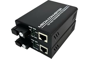 WEISHUO Gigabit Ethernet Media Converter 10/100/1000 Mb/s Konwerter światłowodowy z pojedynczym portem RJ45, SC, 5 V Zewnętrzne źródło zasilania, 2 opakowania