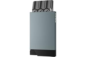 VULKIT Etui na Karty Kredytowe Męskie Slim Metalowe Etui RFID/NFC na Karty Kredytowe Pop-Up Portfel Aluminiowe Etui na Karty Bankowe na 6-8 Kart, Szary