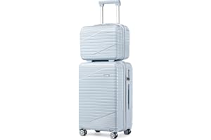 Sea choice Handgepäck Kofferset 2 Teilig Reisekoffer mit Kosmetikkoffer Hartschalenkoffer PC Bordgepäck 4 Rollen und TSA Schloss 38L, 55cm