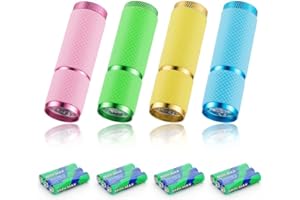 JTENG Mini LED Taschenlampe, 4 Stücke klein LED Aluminium Handlampe mit Schnur Camping Handlampe nachtleuchtenden Taschenlampe Mit 12 Batterien für Camping, Wandern, Klettern und Notfälle