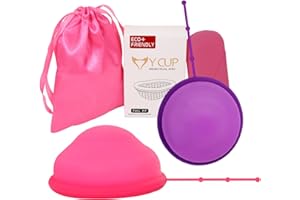 Afaneep Disco mestruale, 2 pezzi Femdisc fette periodiche dimensioni (S+L), tazza mestruale riutilizzabile, tazza morbida con sterilizzatore e borsa di stoccaggio, Femdisc per tutte le correnti