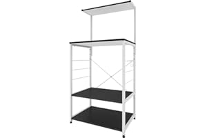 eSituro Etagère de Micro-Onde Meuble Rangement 3 Niveaux étagère sur Pied, Noir+Blanc SSTR0042