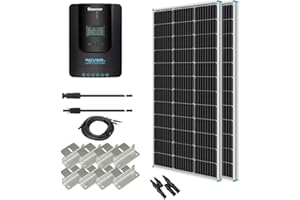Renogy 12V 1KWh Solaranlage, Inselanlage Solar Set mit 200W 12V Monokristallin Solarmodul, 12V 20A MPPT Solarladeregler, Kabeln und Halterungen für Garten, Balkon, Camper, RV und Wohnmobil