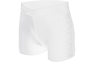 ranrann Enfant Fille Short de Patinage Artistique Gymnastique Danse Short Strass Brillant Sport Fitness Gym Ballet 5-16 Ans