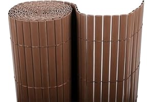 BONERVA | Cañizo PVC | Doble Cara | Valla de decoración Exterior para jardín y terraza (Chocolate, 2 x 3 Metros)