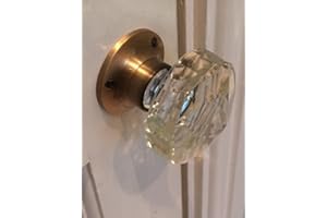 CHATTELS Beautiful Pair of Large Clear Diamond Shaped Real Glass Antique Bronze Effect Brass Mortice Door Knobs Pull Handles,Classic Vintage, FRS-AB