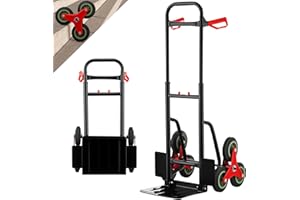 TEENO Sackkarre klappbar, Treppensteiger, Stabiler Metallrahmen,Leichtgängige Räder Mit Weicher Lauffläche,Verstellbare Höhe 80-112cm,150kg Belastbarkeit