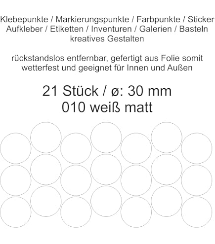 Aufkleber Punkte 21 Stück – Haselnussbraun Matt, 30 Mm Durchmesser | Wetterfest, Für Innen & Außen