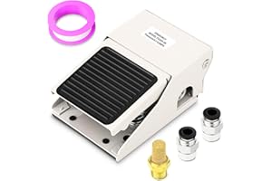 ERGAOBOY Kit de vanne à pédale pneumatique, 1/4" BSP 3 voies 2 positions filetée en caoutchouc antidérapante avec contrôle de pression FV320 et raccords 6 mm