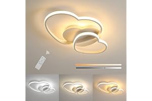 Riserva Lampa sufitowa LED, ściemniana, 64 W, trzy designy w kształcie serca, nowoczesna, z pilotem zdalnego sterowania/aplikacją, do salonu, sypialni, biała, 3000-6500 K, 50 cm
