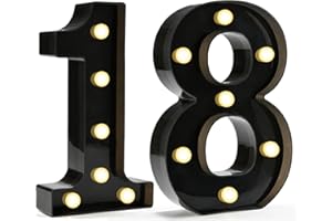ROMULI Decorative LED Light Up Numbers, 18th Birthday Decorations for Her Him, Black Marquee Numbers 18 Sign for Boys Girls Gift Party Backdrop 18th Wedding Anniversary Decor, Number 18