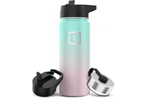 IRON °FLASK Edelstahl Trinkflasche mit Strohhalm - 650/950/1200/1800 ml - Kohlensäure Geeignet Auslaufsicher Doppelwandig Isoliert Thermosflasche BPA-Freie - Wasserflasche Sport Gym Fitness Reisen Kinder