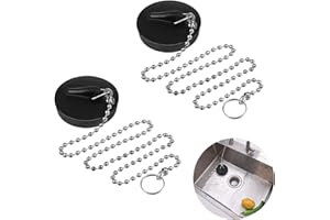 Fuyamp 2 Pcs Drain Stopper Sink Plug, Universal Bath Plug with Stainless Steel Chain and S-Shaped Hook,Drain Stopper For Bathtub Sink Bathroom Kitchen Home(Size 42mm To 45mm, Chain 45cm)