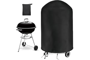 Newbob Housse Barbecue Exterieur pour Weber 57cm, Bache Barbecue pour Weber 57cm, Oxford 420D Imperméable Housse pour Plancha Exterieur Barbecue Ronde(Φ71x68cm)