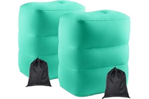 Maliton Aufblasbares Fußstützenkissen, Flugzeug-Reisebett, Kleinkind, Autositz-Fußstütze, verstellbare Höhe, Beinstütze, Kissen, Flugzeug, Zuhause, Büro (helles Cyan, 2 Stück), Blau (MTFRP004BC2)