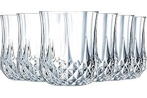 Cristal d'Arques Paris - Collection Longchamp - 6 Verres Hauts 23cl en Kwarx - Brillance, Transparence et Haute Résistance - Moulures Iconiques - Fabriqués en France