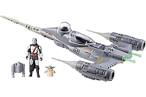 Star Wars Epic Hero Series The Mandalorian's N-1 Starfighter - Figuras de Acción Juguetes para el Juego de rol, Nave Estelar con Mandaloriano y Grogu (Baby Yoda)