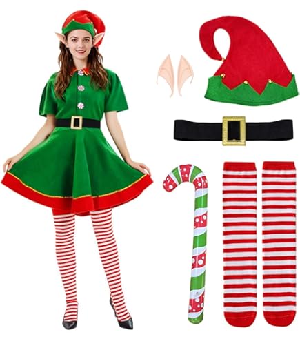 Feutre Rouge Vert Cloches Chaussures Elfes De Noël Adultes - Feutre Rouge/Vert - Cloches - Taille Unique - Déguisement Scarpe Da Elfo