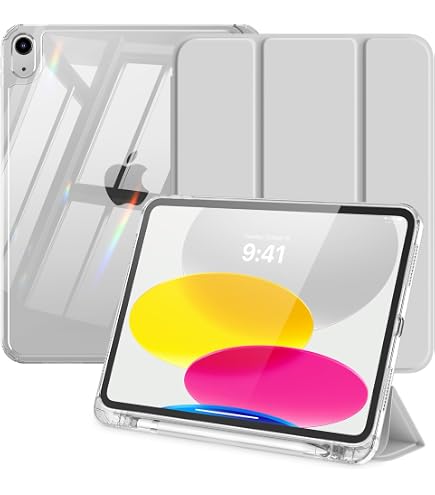 Custodia MokaZii Per IPad 11a Gen (2025) E IPad 10a Gen (10.9", 2022) – Trasparente, Pieghevole, Con Auto Sleep/wake E Porta Penna – Grigio