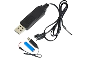 gaubss USB Charging Cord 3.6V 3.7V with SM-2P Connector, Lithium Battery Cable for NiCd/NiMH, Battery Charger Cable with LED Indicator, Compatible RC Car Child/Toy Car/Tank/RC Helicopters