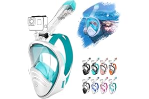 HINATAA 180°Full Face Snorkel Mask,Double Floating Ball Design Anti-Leak Free Breathing,Full Dry Anti Fog Breathing System Snorkeling Mask,Professional Snorkeling Set