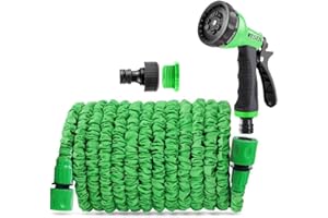 WESEN Expandable Garden Hose Pipe, 25ft/50ft/100ft/125ft/150ft/200ft Garden Water Hose Pipes, Hose with Nozzle Spray, 1/2", 3/4" Connector Fittings, 3 Times Flexible Magic Hose for Garden/Lawn/Car/Dog