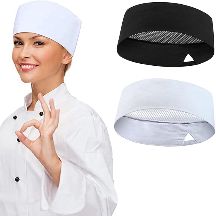 Lot De 3 Toques De Chef Noires Réglables - Dessus En Maille Respirante, Unisexe